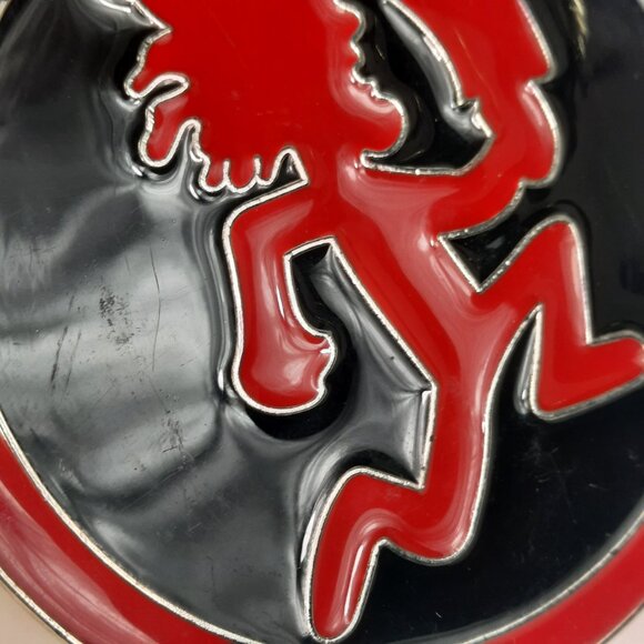 Hatchet Man Psychopathic Records Metal Belt Buckle Red Black Silver 3.5" Circle - Picture 5 of 7